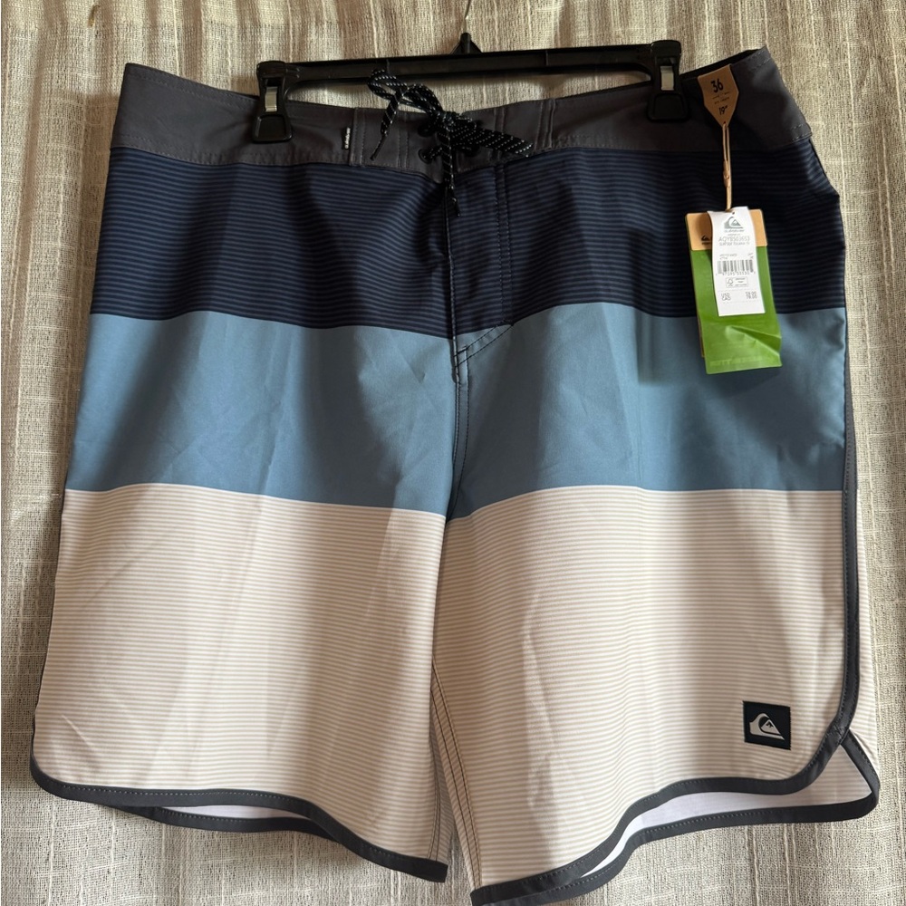 Quiksilver Blue and Navy Colorblock Board Shorts